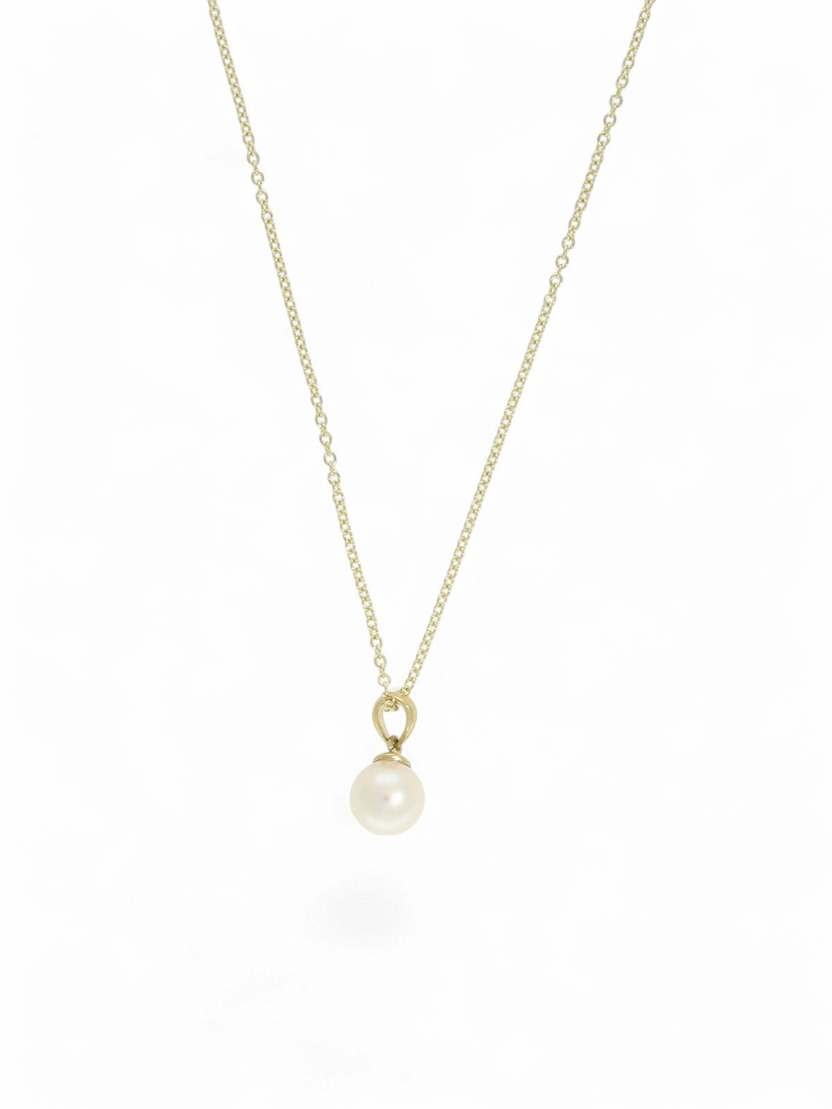 White Cultured Pearl Pendant Necklace 7mm in 9ct Yellow Gold